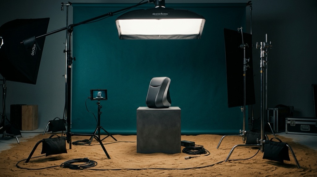An emerging travel brand captured in a bright product-film studio